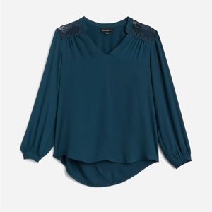 FORTUNE + IVY Saran lace detail mixed material blouse